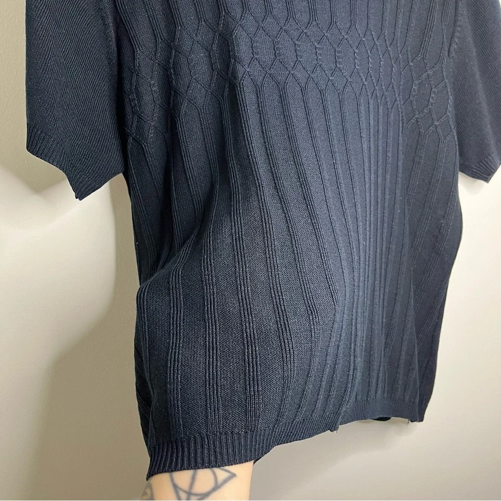 Navy Vintage Knit Tee Top - Picture 5 of 7